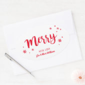 Merry Ovaler Aufkleber (Umschlag)