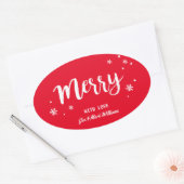 Merry Ovaler Aufkleber (Umschlag)