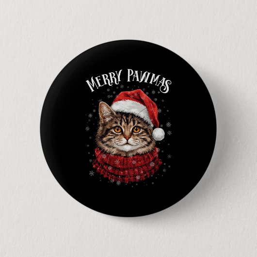 Merry Pawmas Funny Santa Cat Christmas For Kitten Button (Vorderseite)