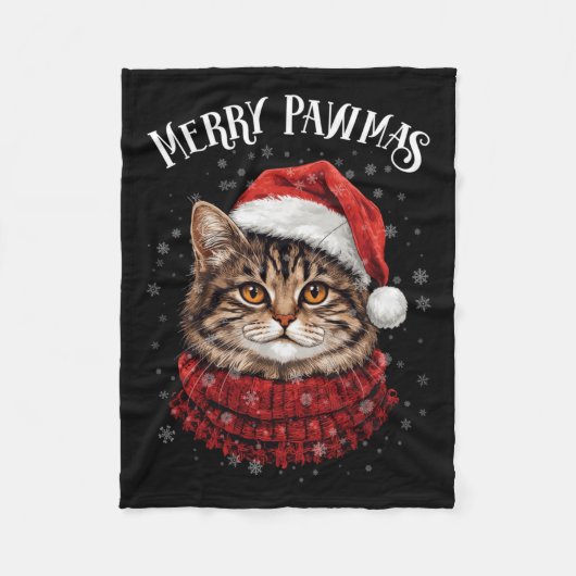 Merry Pawmas Funny Santa Cat Christmas For Kitten  Fleecedecke (Vorderseite)