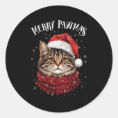 Merry Pawmas Funny Santa Cat Christmas For Kitten Runder Aufkleber (Vorderseite)
