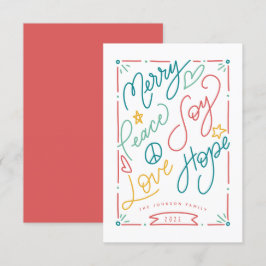 Merry Peace Joy Liebe Hope Handzog Bright Holiday Karte