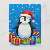Merry Penguin Christmas Postcard Postkarte (Vorderseite)