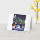 Merry Penguins 🎄 Karte (Gelbe Blume)