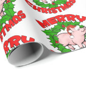 Merry Piggy Christmas Geschenkpapier (Rolleneckpunkt)