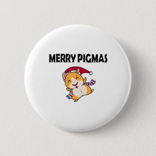 Merry Pigmas Face Mask Funny Guinea Pig Christmas  Button (Vorderseite)