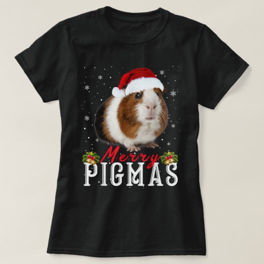 Merry Pigmas Face Mask Funny Guinea Pig Christmas  T-Shirt (Design vorne)