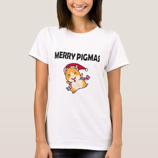 Merry Pigmas Face Mask Funny Guinea Pig Christmas  T-Shirt (Vorderseite)