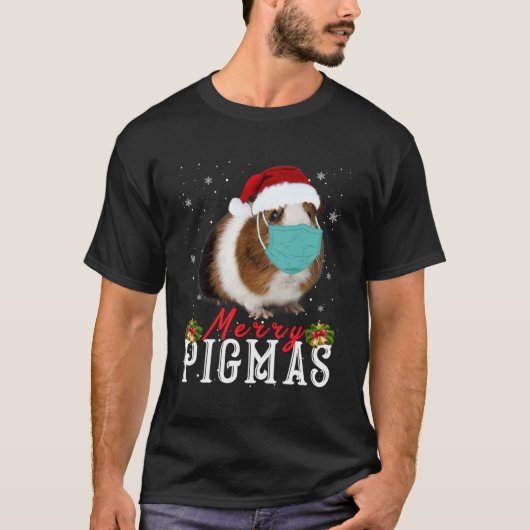 Merry Pigmas Face Mask Guinea Pig Christmas santa T-Shirt (Vorderseite)