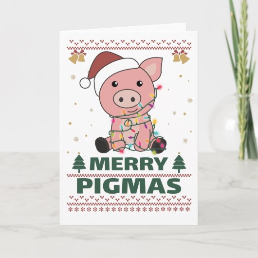Merry Pigmas Funny Pig Christmas Puppenkarte Karte (Vorderseite)