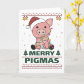 Merry Pigmas Funny Pig Christmas Puppenkarte Karte (Gelbe Blume)
