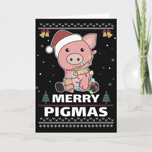 Merry Pigmas Funny Pig Christmas Puppenkarte Karte (Vorderseite)