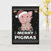 Merry Pigmas Funny Pig Christmas Puppenkarte Karte (Gelbe Blume)