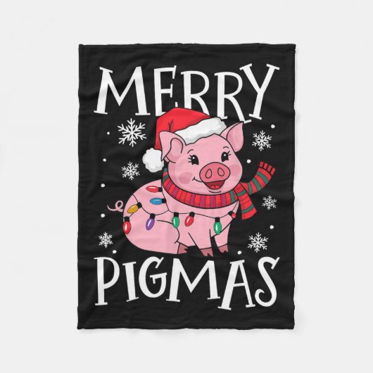 Merry Pigmas Funny Pig Weihnachten Weihnachten Wei Fleecedecke (Vorderseite)