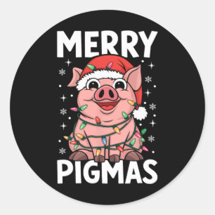 Merry Pigmas Funny Pig Weihnachten Weihnachten Wei Runder Aufkleber