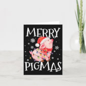 Merry Pigmas Funny Pig Weihnachtslicht Tree Xmas Karte (Vorderseite)