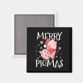 Merry Pigmas Funny Pig Weihnachtslicht Tree Xmas Magnet (Vorderseite/Rückseite)