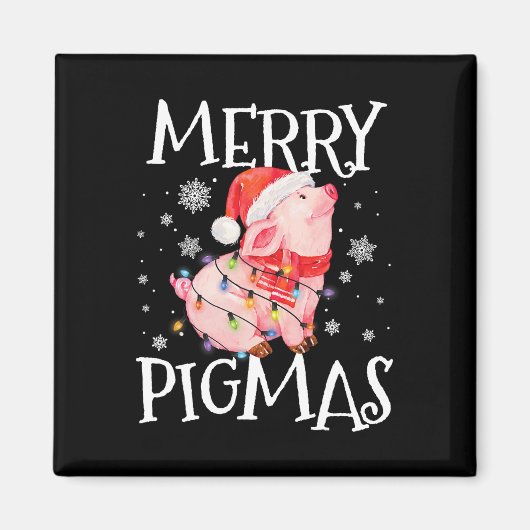 Merry Pigmas Funny Pig Weihnachtslicht Tree Xmas Magnet (Vorne)