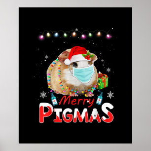 Merry Pigmas Gesicht Maske Funny Guinea Pig Weihna Poster