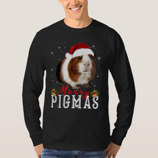 Merry Pigmas Gesicht Maske Funny Guinea Pig Weihna T-Shirt (Vorderseite)