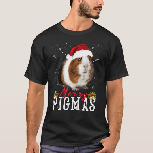 Merry Pigmas Gesicht Maske Funny Guinea Pig Weihna T-Shirt (Vorderseite)
