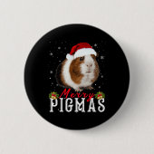 Merry Pigmas Gesicht Maske Spaß Guinea Pig Christm Button (Vorderseite)