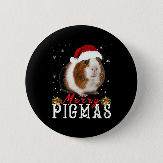 Merry Pigmas Gesicht Maske Spaß Guinea Pig Christm Button (Vorderseite)