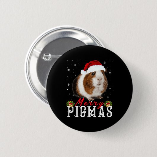 Merry Pigmas Gesicht Maske Spaß Guinea Pig Christm Button (Vorne & Hinten)