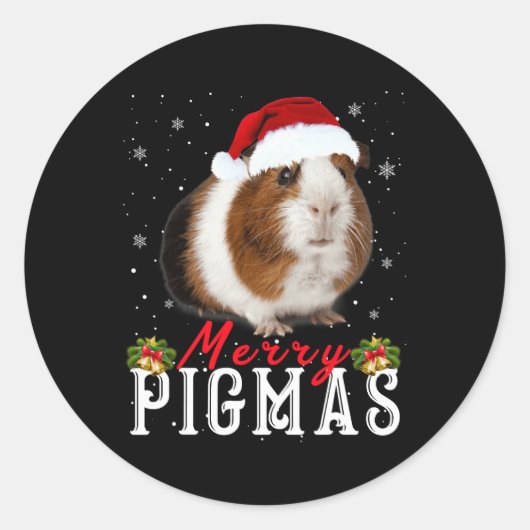 Merry Pigmas Gesicht Maske Spaß Guinea Pig Christm Runder Aufkleber (Vorderseite)