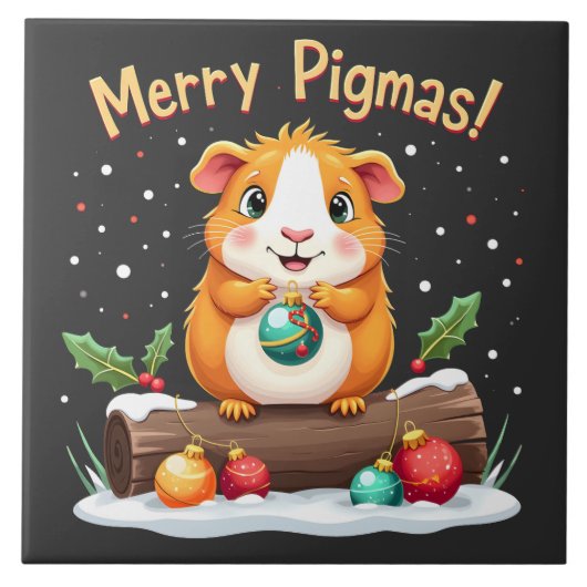 Merry Pigmas Guinea Pig Weihnachten Weihnachten Fliese (Vorderseite)