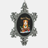 Merry Pigmas Guinea Pig Weihnachten Weihnachten Schneeflocken Zinn-Ornament (Links)