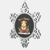 Merry Pigmas Guinea Pig Weihnachten Weihnachten Schneeflocken Zinn-Ornament (Rechts)