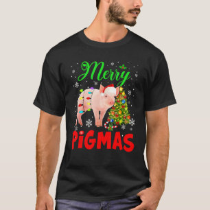 Merry Pigmas Niedliche Weihnachtsbeleuchtung Santa T-Shirt