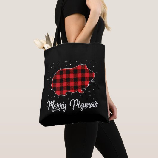 Merry Pigmas Red Kariert Guinea Pig Weihnachtsgesc Tasche (Von Nahem)