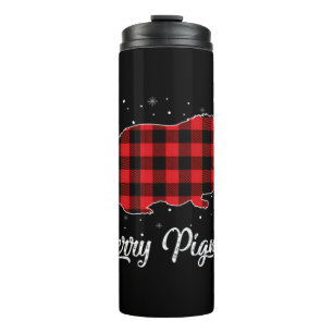 Merry Pigmas Red Kariert Guinea Pig Weihnachtsgesc Thermosbecher