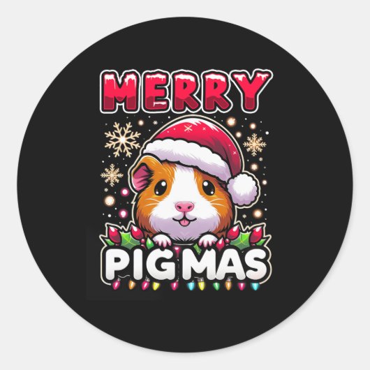 Merry Pigmas Weihnachten Weihnachten Guinea Pig Lo Runder Aufkleber (Vorderseite)