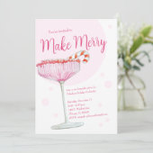 Merry Pink Champagne Feiertag Einladung (Stehend Vorderseite)