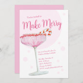 Merry Pink Champagne Feiertag Einladung (Vorne/Hinten)