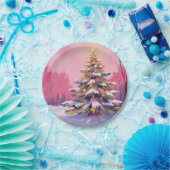 Merry Pink Christmas | Watercolor Holiday Pappteller (Party)