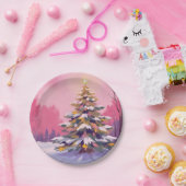 Merry Pink Christmas | Watercolor Holiday Pappteller (Party)