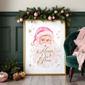 Merry & Pink Classic Retro Retro Rosa Santa Poster