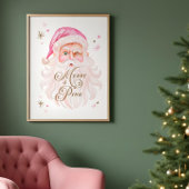 Merry & Pink Classic Retro Retro Rosa Santa Poster