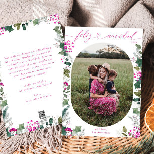 Merry & Pink Foto Feliz Navidad Card Feiertagskarte