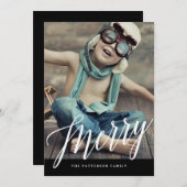 Merry | Pinselbriefe Fotokarte Feiertagskarte (Vorne/Hinten)