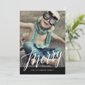 Merry | Pinselbriefe Fotokarte Feiertagskarte (Stehend Vorderseite)