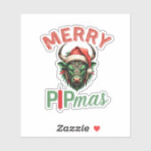 Merry PIPmas Trading Bull Christmas Design – Funny Aufkleber (Blatt)