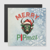 Merry PIPmas Trading Bull Christmas Design – Funny Magnetkarte (Vorne/Hinten)