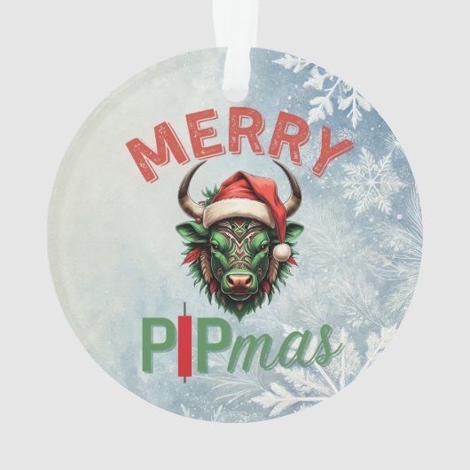 Merry PIPmas Trading Bull Christmas Design – Funny Ornament (Rückseite)