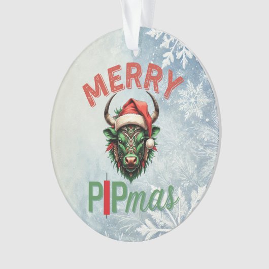 Merry PIPmas Trading Bull Christmas Design – Funny Ornament (Vorderseite)