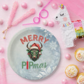 Merry PIPmas Trading Bull Christmas Design – Funny Pappteller (Party)